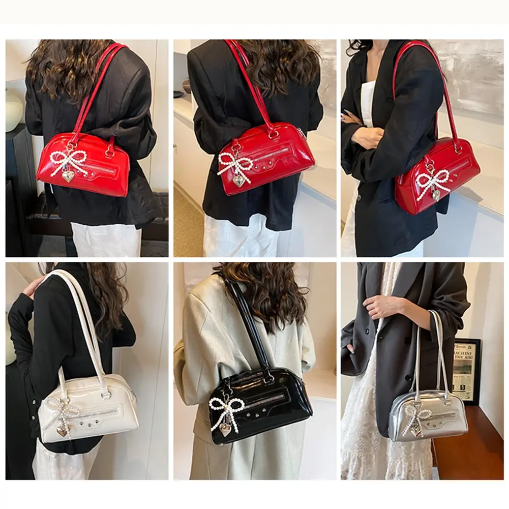 Women PU Shoulder Bag Stylish Armpit Bag Solid Color Fashion Underarm Bag Large Capacity Trendy Tote Handbag Outdoor Travel Bag