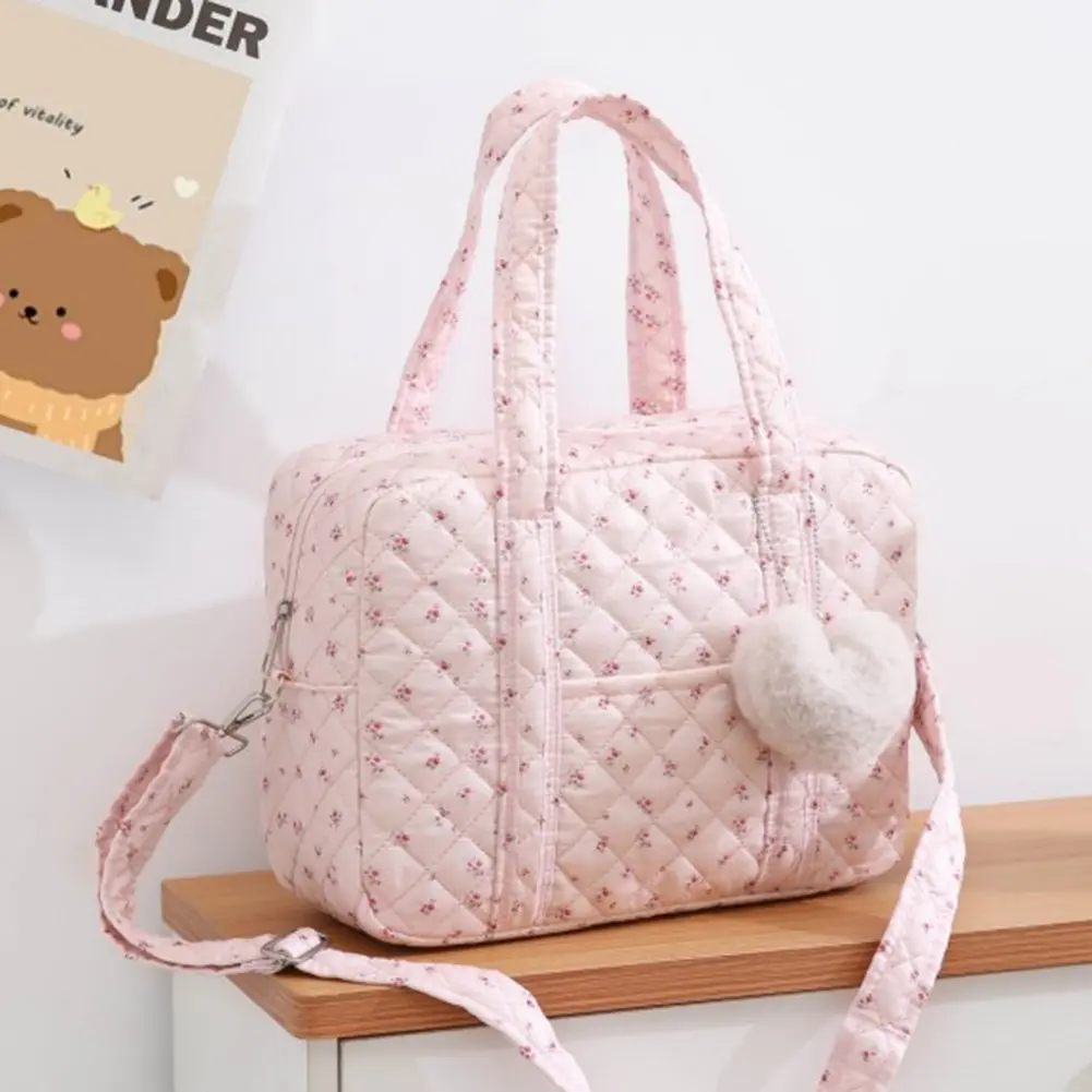 Quilted Embroidery Handbag Large Capacity Ins Tote Bag Floral Printed Puffy Lightweight Handbag Mother and Baby Bag