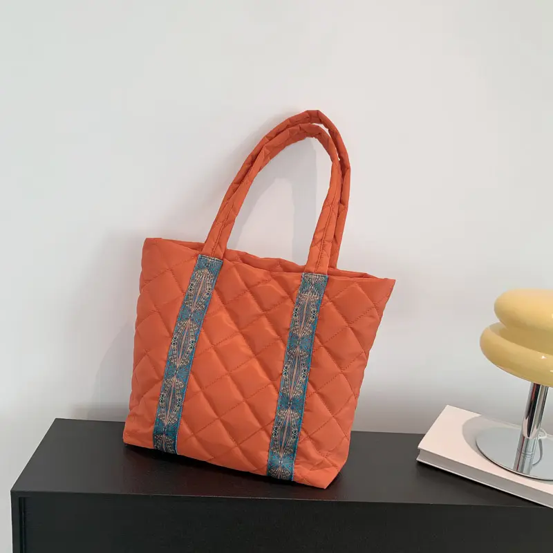 Puffer Tote Bag for Women Quilted Shoulder Bag Large Capacity Satchel Purse Puffy Bag for Work Travel Shop