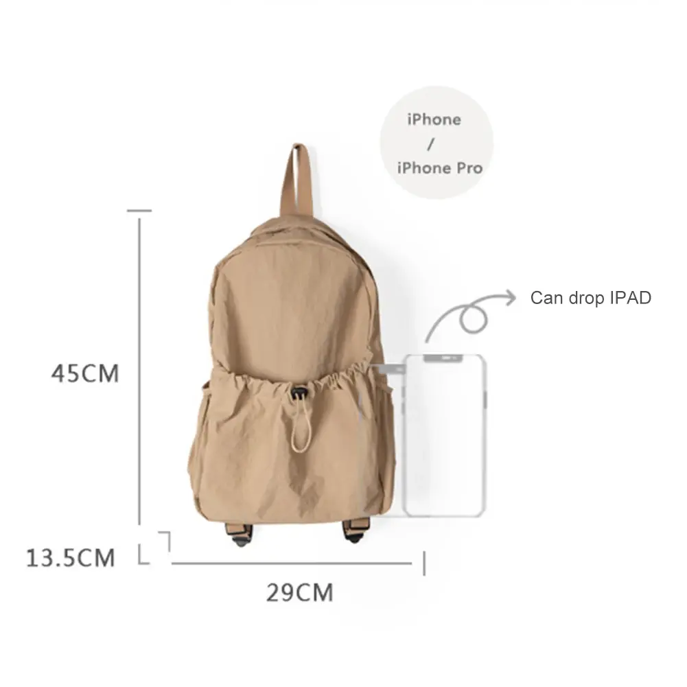 Ladies Backpack Nylon Fashion Women Middle Student Backpack Light Weight Large Capacity Portable Drawstring Teenage Girls Boys