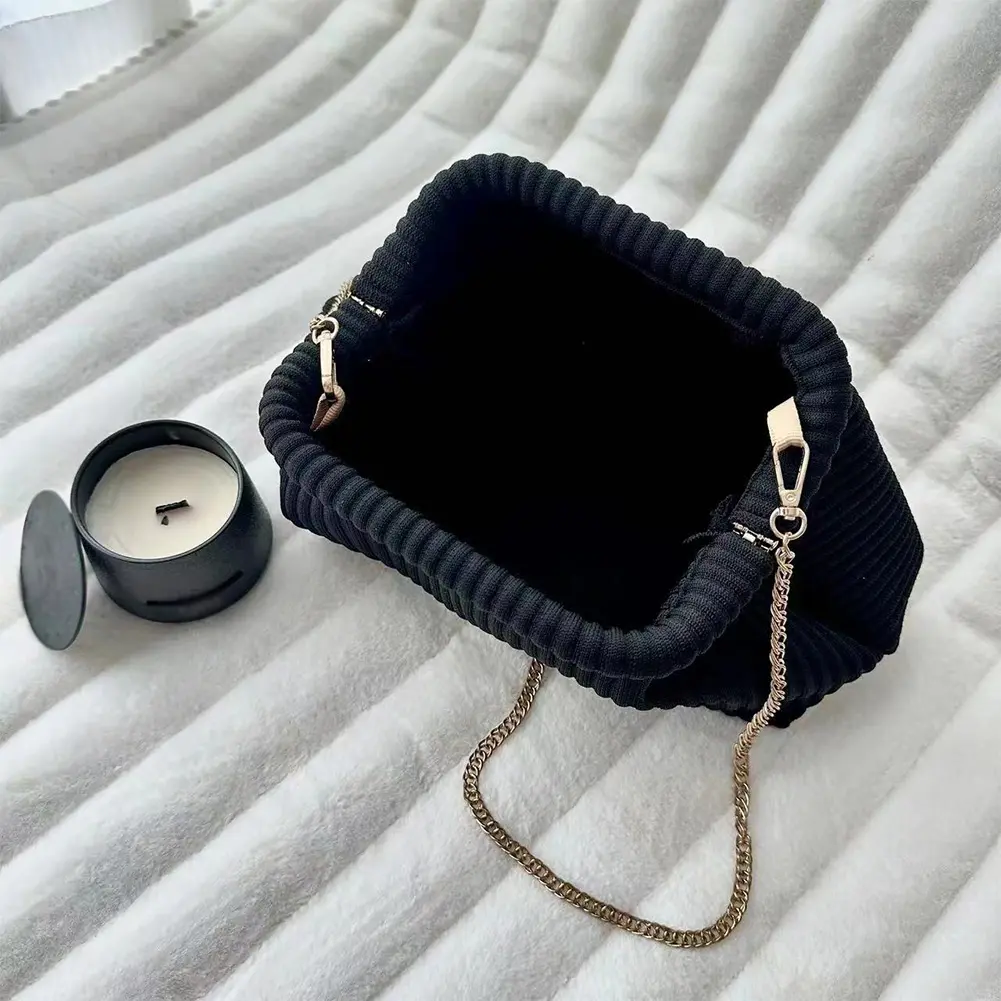 Women Evening Clutch Bag Corduroy Evening Purse Large Capacity Fashion Shoulder Bag Chain Strap Chic Hobo Bag Trendy Sling Bag