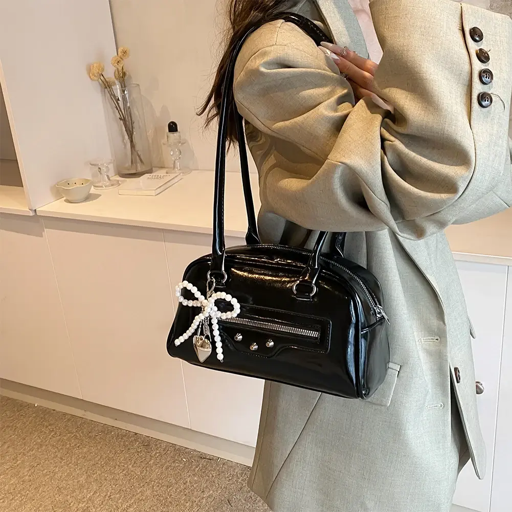 Women PU Shoulder Bag Stylish Armpit Bag Solid Color Fashion Underarm Bag Large Capacity Trendy Tote Handbag Outdoor Travel Bag
