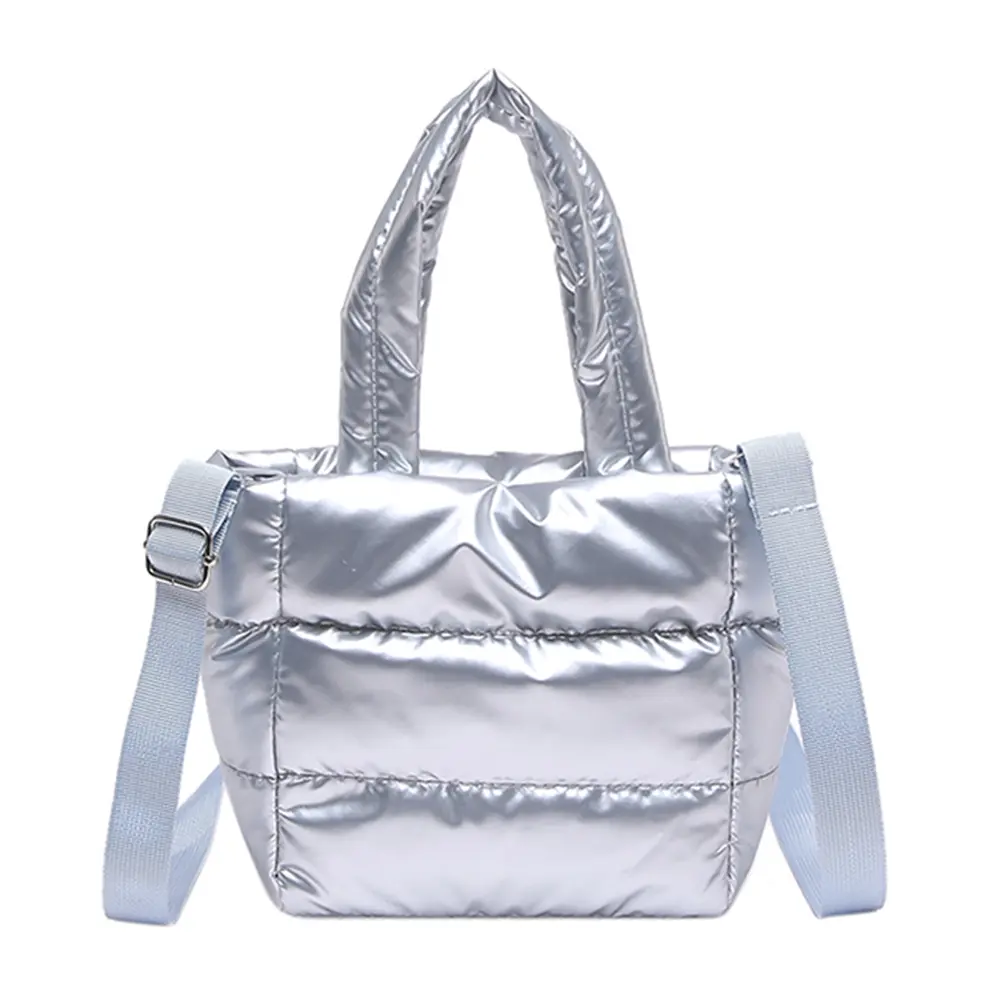 Woman Puffy Lightweight Handbag Large Capacity Quilted Shoulder Bag Adjustable Strap Padded Sling Bag Shopping Bag
