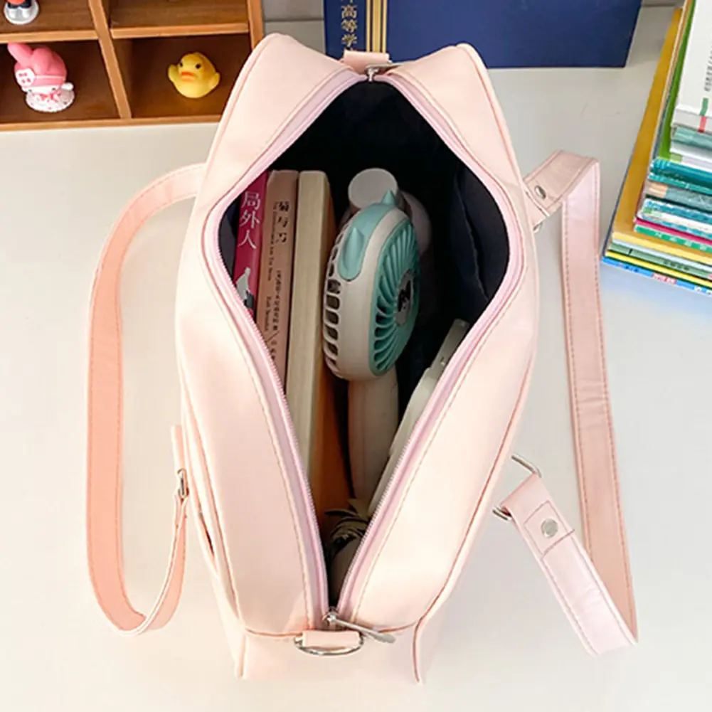 Women Girls Cosplay Satchels Large Capacity PU Comic Shoulder Bag Transparent Love Heart Shoulder Uniform Bag for Outdoor Travel