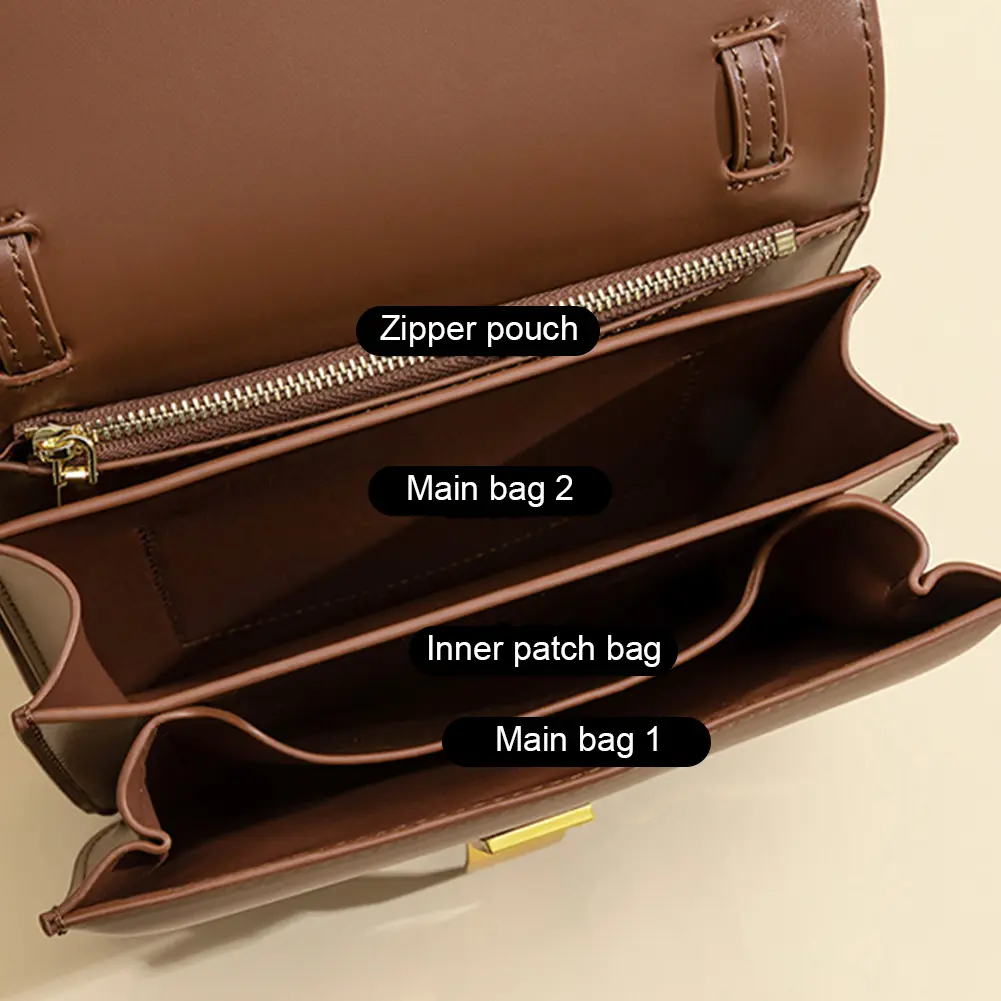 Leather Shoulder Bag for Women Small Square Bag Metal Lock Fashion Messenger Bag Luxury Designer Handbag Casual Commuting Bag