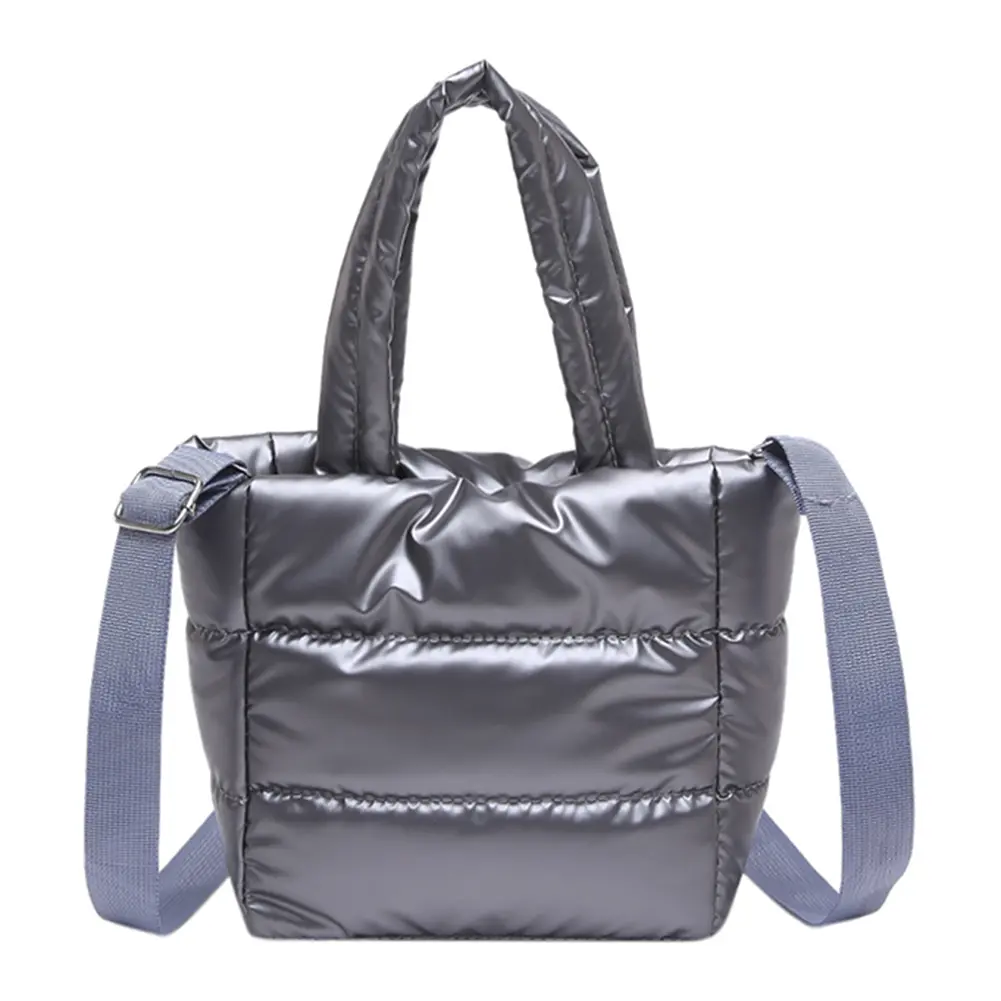 Woman Puffy Lightweight Handbag Large Capacity Quilted Shoulder Bag Adjustable Strap Padded Sling Bag Shopping Bag