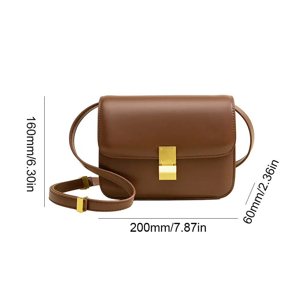 Leather Shoulder Bag for Women Small Square Bag Metal Lock Fashion Messenger Bag Luxury Designer Handbag Casual Commuting Bag