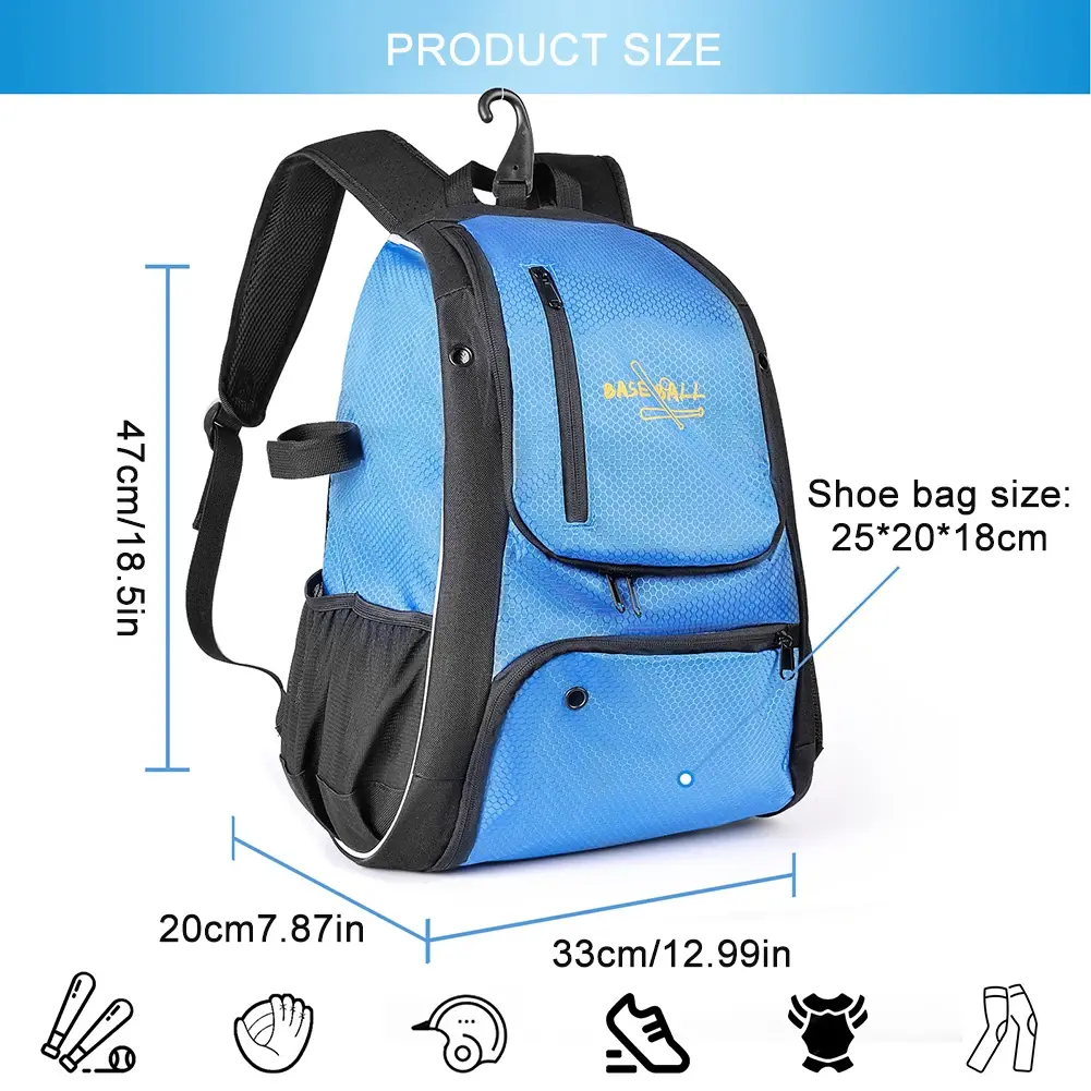 Softball Backpack Bag Large Capacity Softball Ball Bats Backpack with Shoes Compartment Outdoor Match Storage Accessory Bag