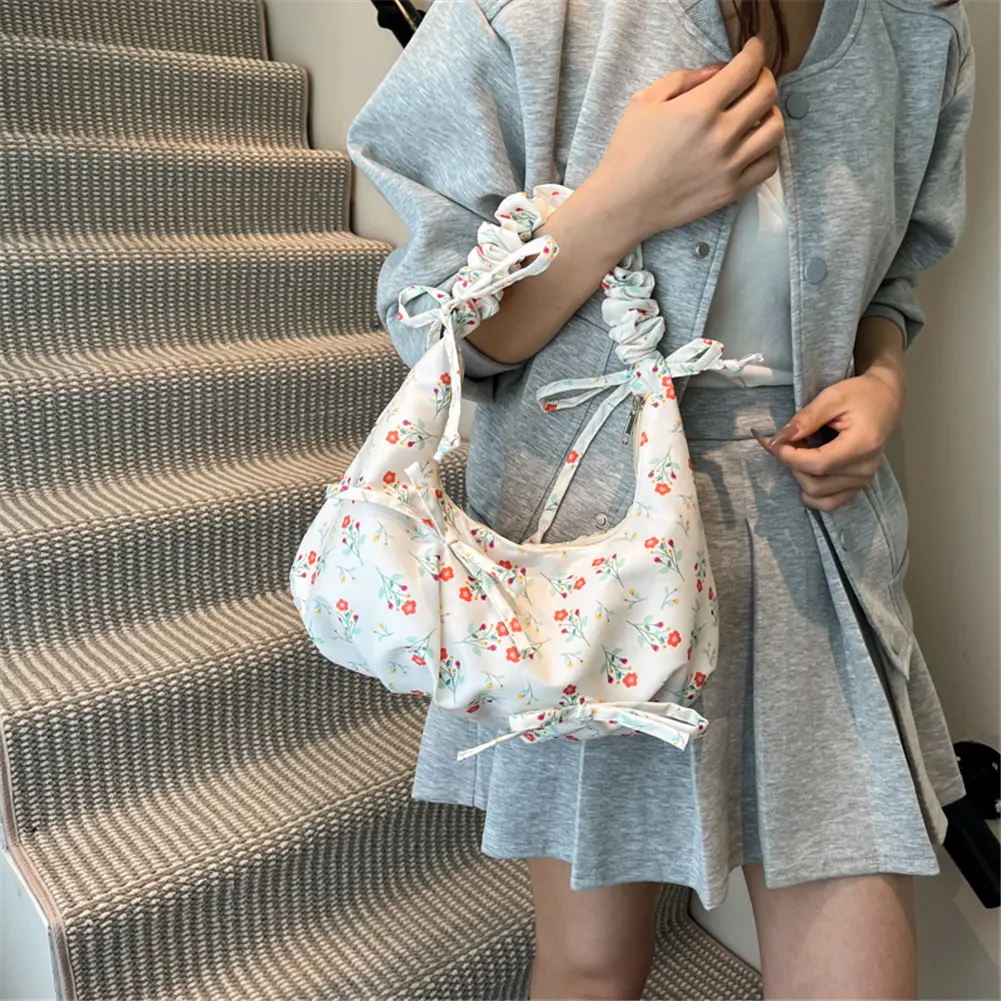 Bow Purse Shoulder Bag Underarm Crescent Bag Cute Clutch Handbag for Women Girls