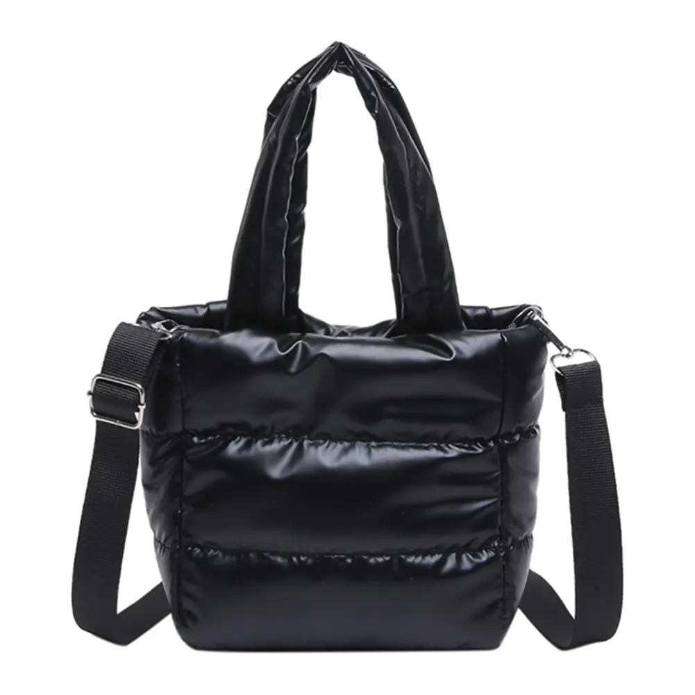 Woman Puffy Lightweight Handbag Large Capacity Quilted Shoulder Bag Adjustable Strap Padded Sling Bag Shopping Bag