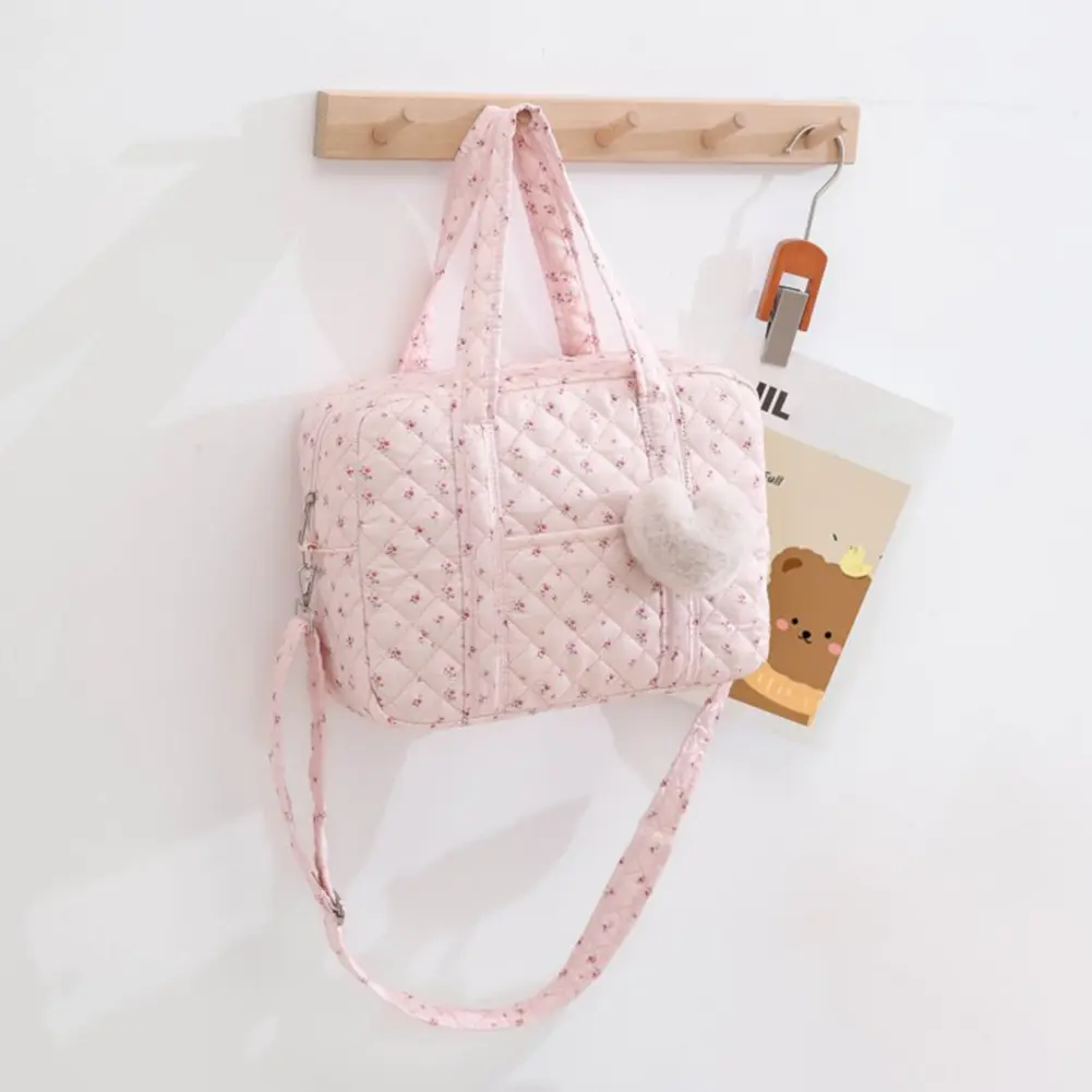 Quilted Embroidery Handbag Large Capacity Ins Tote Bag Floral Printed Puffy Lightweight Handbag Mother and Baby Bag