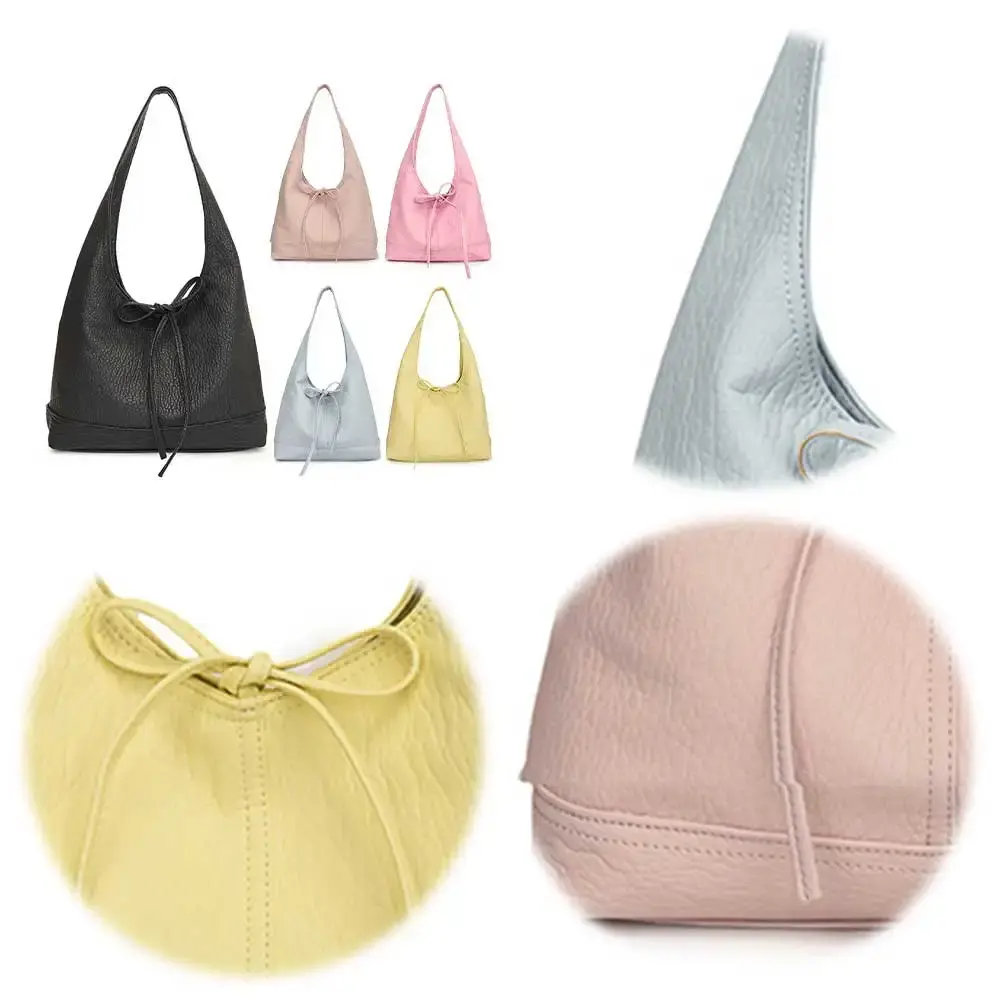 Shoulder Bag for Women Bowtie Underarm Bag PU Leather Solid Handbag Large Capacity Travel Shopping Commuter Bag