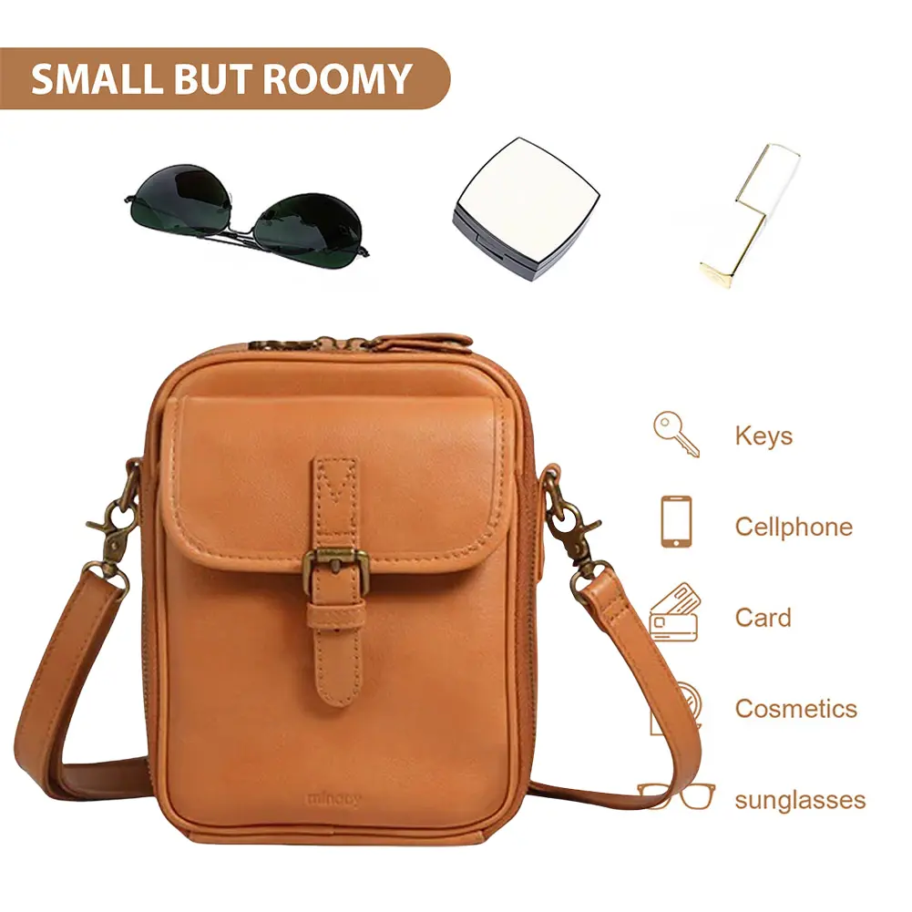 Leather Zipper Shoulder Handbag Purse & Adjustable Removable Strap Trendy Sling Bag Cellphone Bag Wallet Purse for Women Men