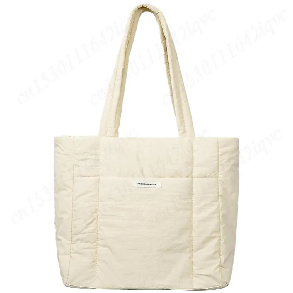 Women Zipper Tote Handbag Casual Nylon Shoulder Bag Large Capacity Versatile Soft Female Commuting Bag