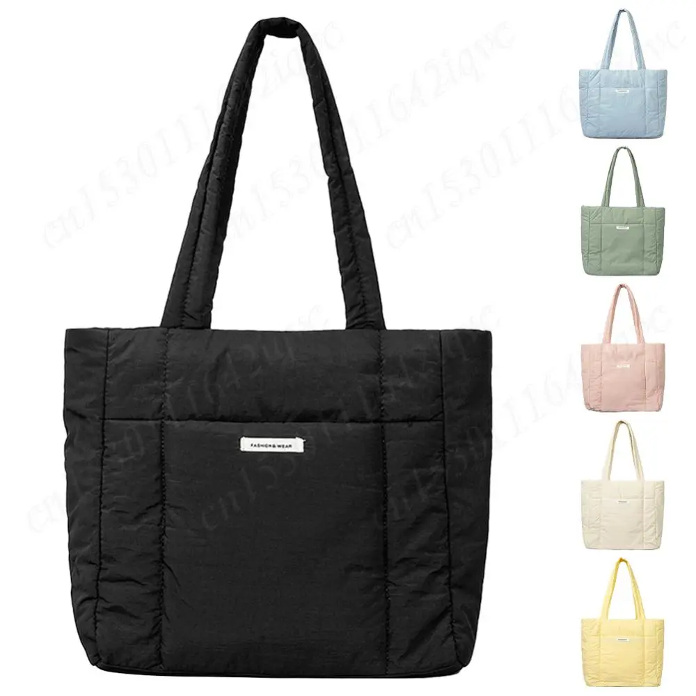 Women Zipper Tote Handbag Casual Nylon Shoulder Bag Large Capacity Versatile Soft Female Commuting Bag