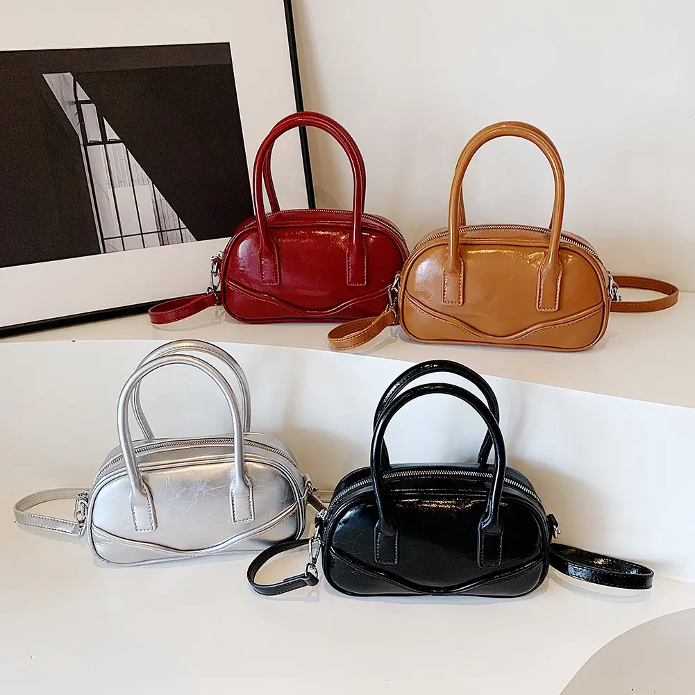 Handheld Bowling Bag Fashion Crossbody Bag Versatile Casual Small Square Bag for Women Work Shopping Travel