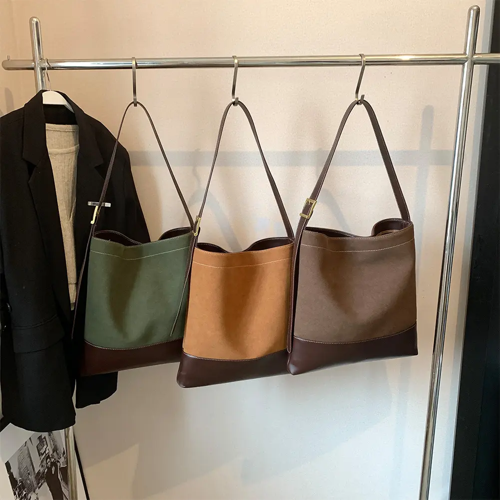 Women PU Suede Crossbody Bag with Inner Pocket Satchel Bag Large Capacity Hobo Bag Trendy Handbag Work Travel Bag