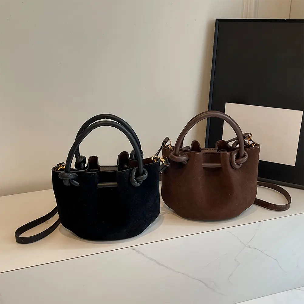Women Retro Top Handle Bag PU Leather Lady Handbags Purses Fashion Versatile Bucket Bag Single Shoulder Bucket Bag Sling Bag