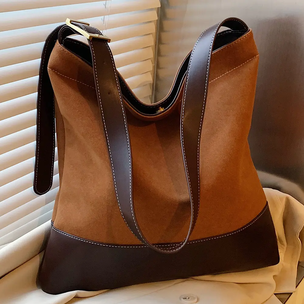 Women PU Suede Crossbody Bag with Inner Pocket Satchel Bag Large Capacity Hobo Bag Trendy Handbag Work Travel Bag