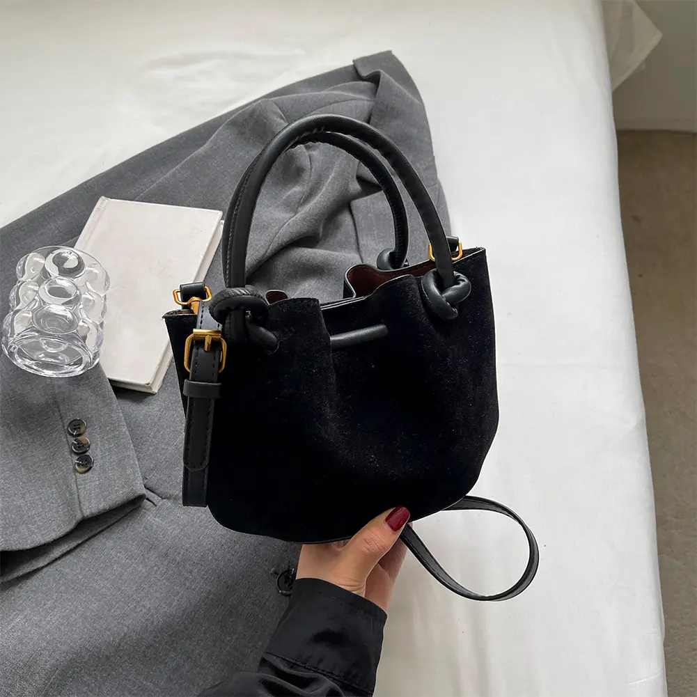 Women Retro Top Handle Bag PU Leather Lady Handbags Purses Fashion Versatile Bucket Bag Single Shoulder Bucket Bag Sling Bag