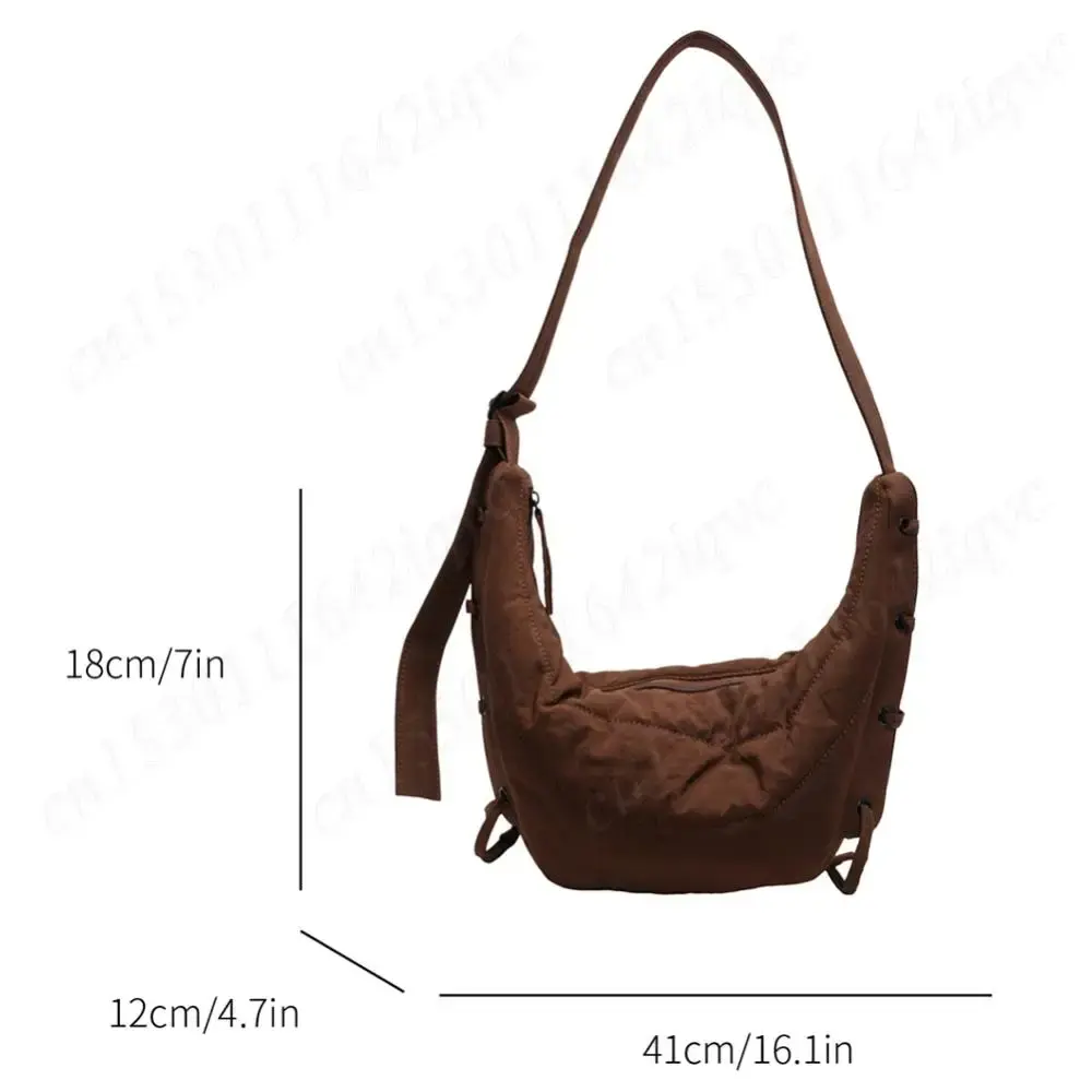 Shoulder Bag for Women Men Crossbody Bag Adjustable Strap Messenger Bag Nylon Solid Hobo Bag Croissant Bag Travel Crescent Bag