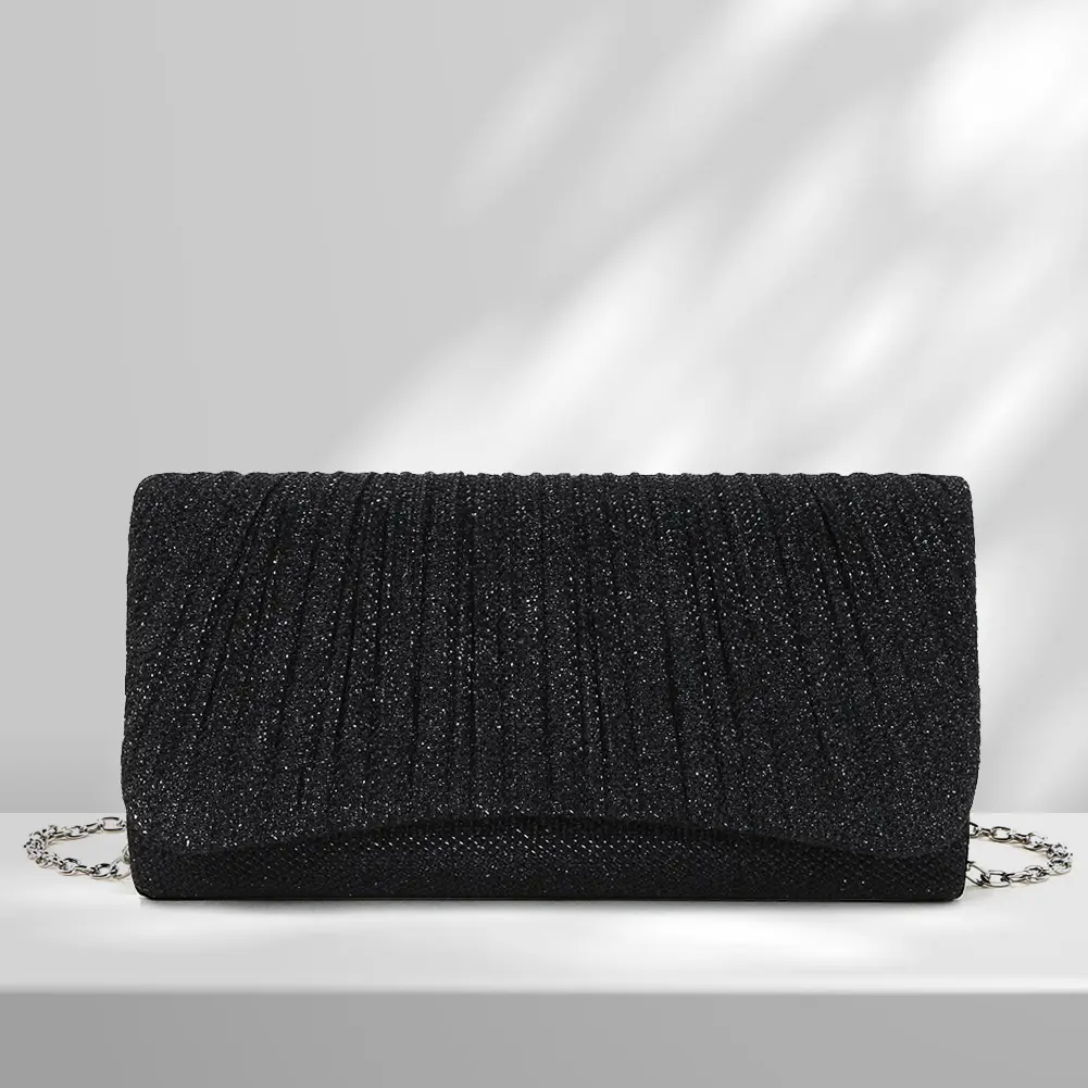 Women Shiny Crossbody Bag Elegant Sparkle Clutch Bag Fashion Chain Tote Handbag Chic Cocktail Wedding Clutch