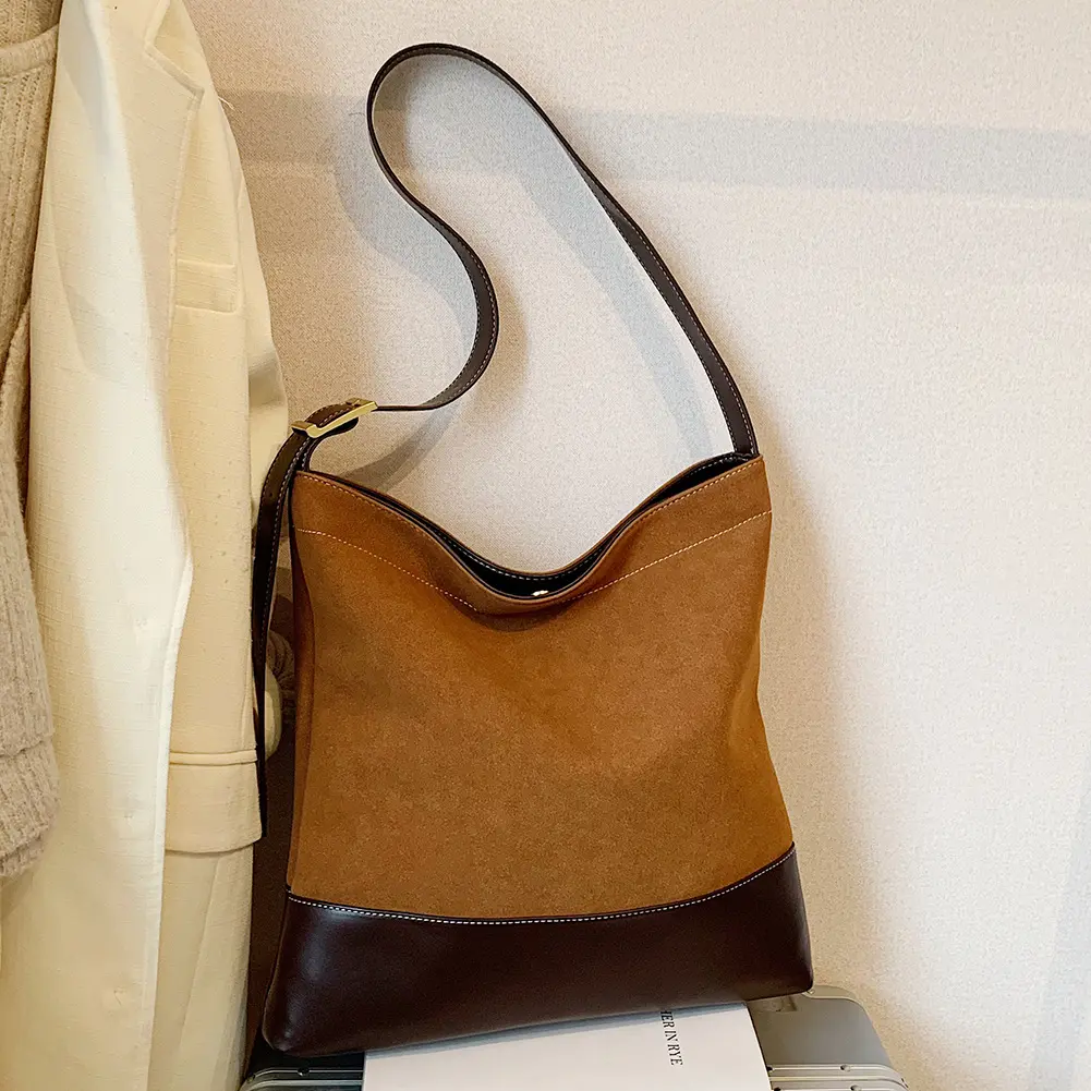 Women PU Suede Crossbody Bag with Inner Pocket Satchel Bag Large Capacity Hobo Bag Trendy Handbag Work Travel Bag