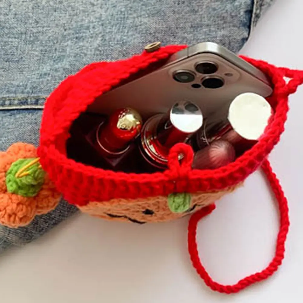 Holloween Crochet Shoulder Bag for Women Messenger Bag Novelty Cartoon Handbag Funny Satchel Purse for Shopping Travel