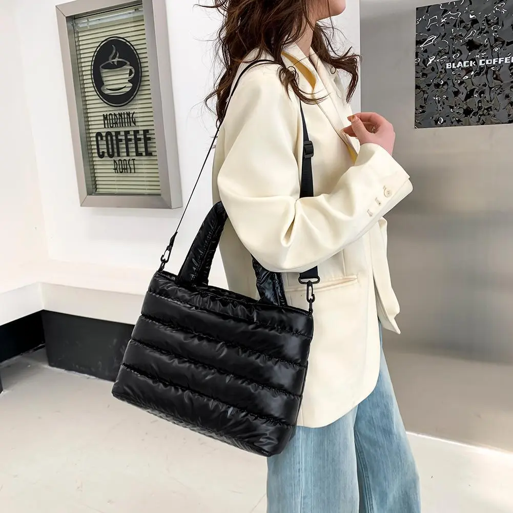 Vintage Women Nylon Embroidery Thread Shoulder Crossbody Bag Ladies Pure Color Large Capacity Handbag for Women