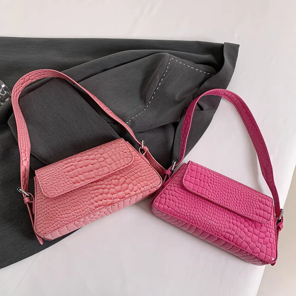 PU Patent Leather Shoulder Bag Crocodile Pattern Women Handbag Magnetic Buckle Clutch Purse Hobo Bag Travel Shopping Bag