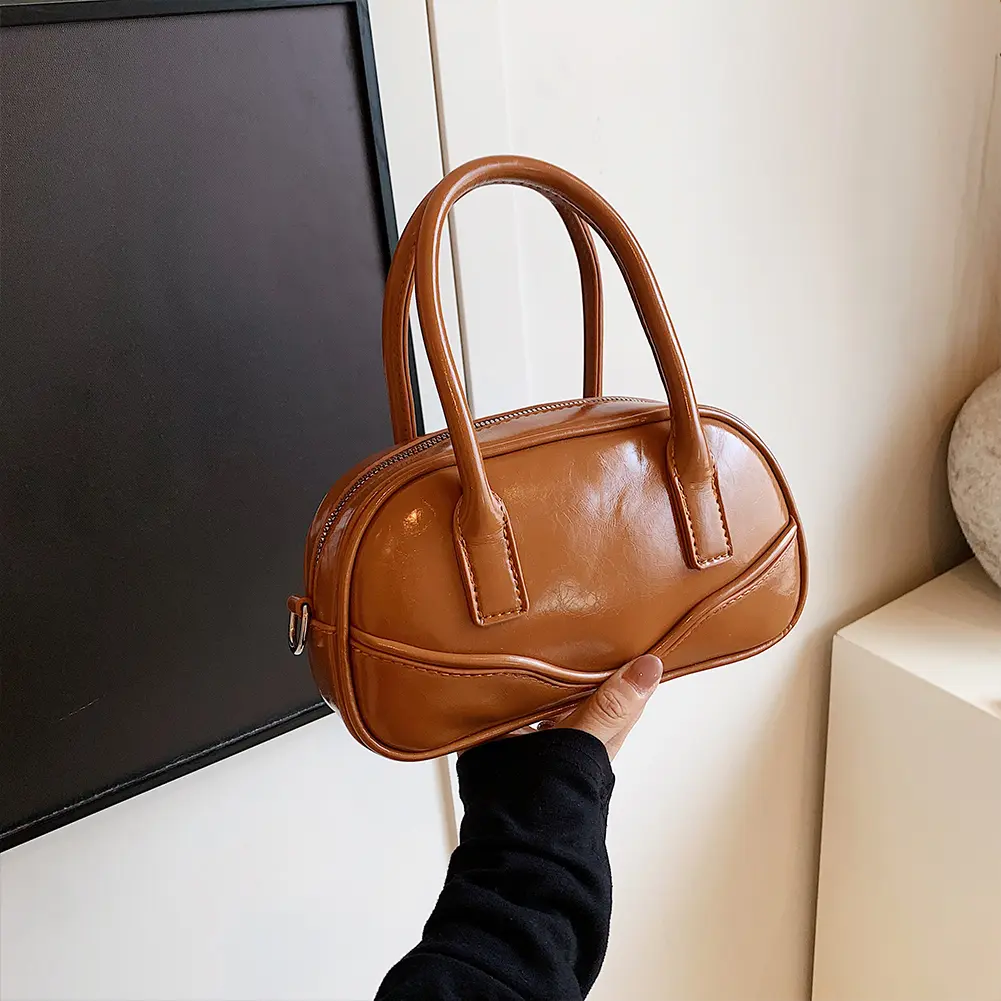 Handheld Bowling Bag Fashion Crossbody Bag Versatile Casual Small Square Bag for Women Work Shopping Travel