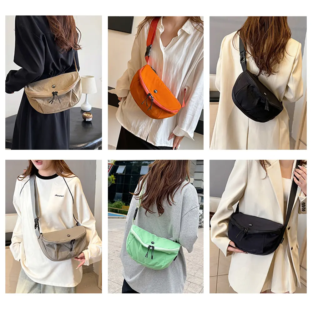 Waist Bag for Women Men Adjustable Strap Chest Bag Nylon Solid Small Crossbody Bag with Zipper for Travel Hiking Outdoor Sports