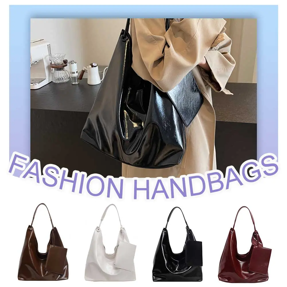 Women PU Shoulder Bag Vegan Leather Tote Bag with Small Purse Retro Shoulder Handbag Chic Hobo Bag Daily Commuting Bag