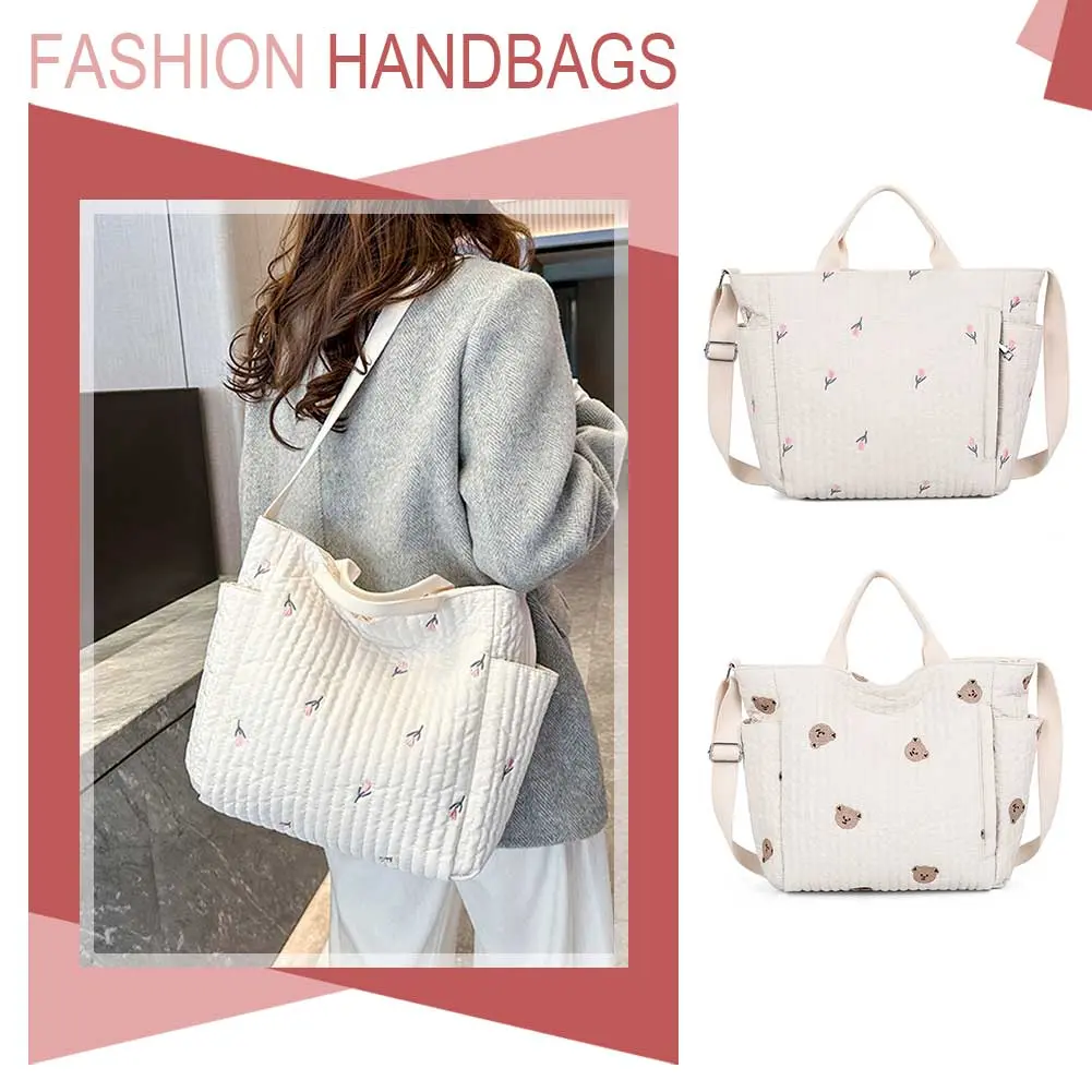 Women Baby Diaper Crossbody Bag Large Capacity Cartoon Baby Nappy Bag Adjustable Strap Cartoon Nursing Bag Ladies Travel Handbag