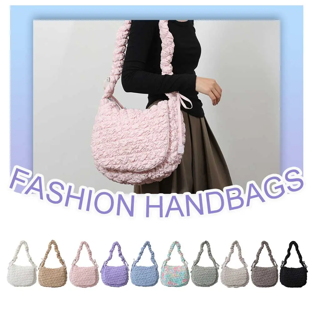 Shoulder Bag Quilted Puffy Handbag for Women Adjustable Strap Carryall Bag Zipper Puff Purse for Travel Work