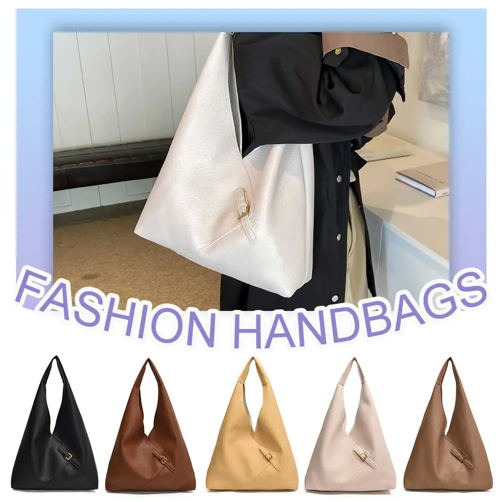 Women PU Shoulder Bag Fashion Tote Bag Large Capacity Slouchy Hobo Bag Hasp Closure Casual Tote Purse Vintage Shopper Bag