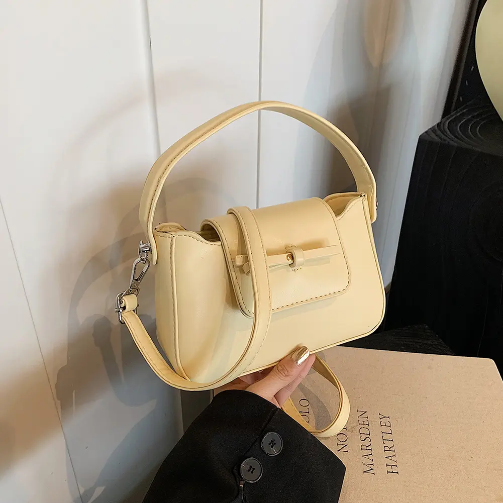 Shoulder Bag for Women Bow Clutch Purse PU Leather Adjustable Strap Underarm Bag Solid Square Bag for Travel Work
