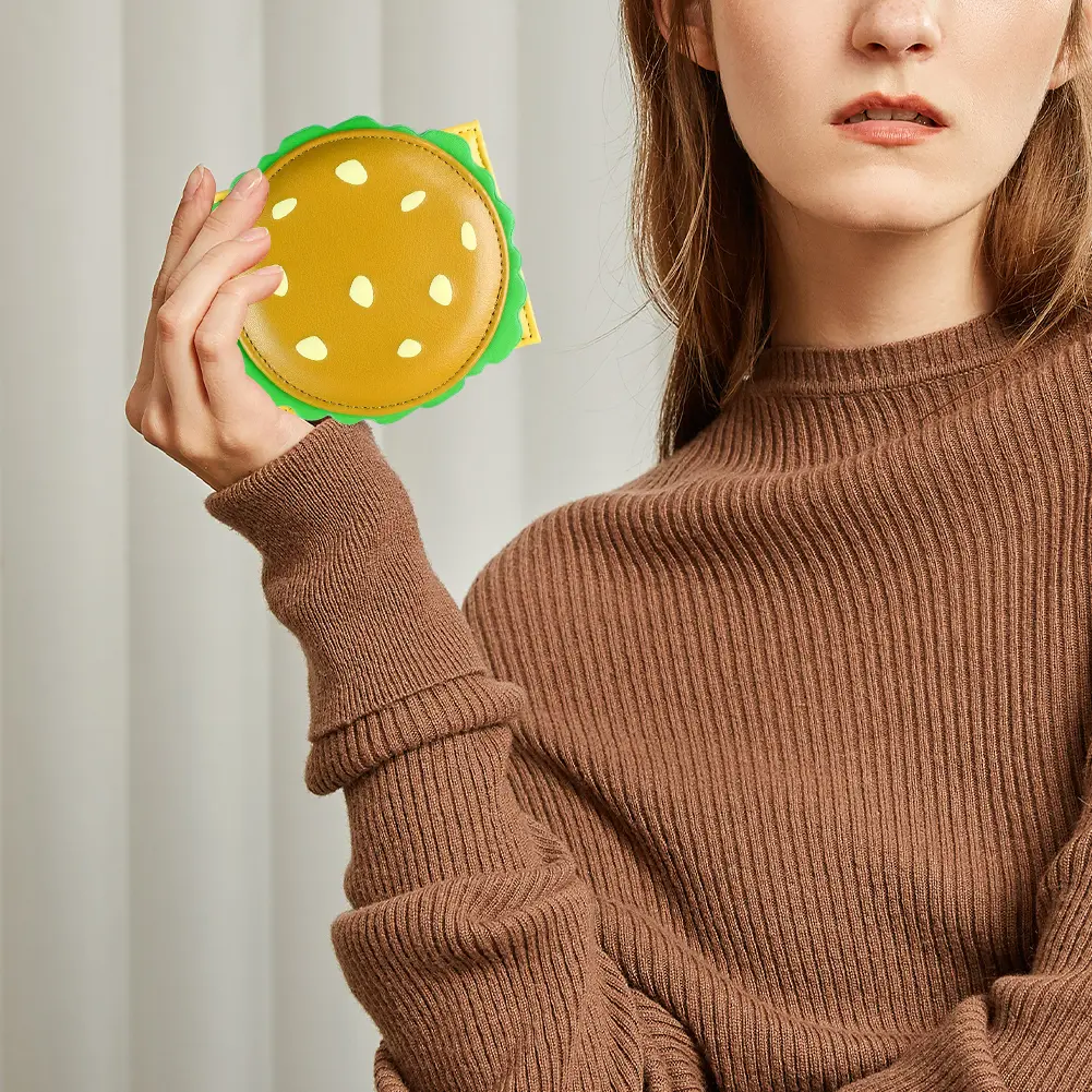 Burger Shaped Credit Card Holder RFID Blocking Coin Purse PU Leather Small Wallet for Women Girls