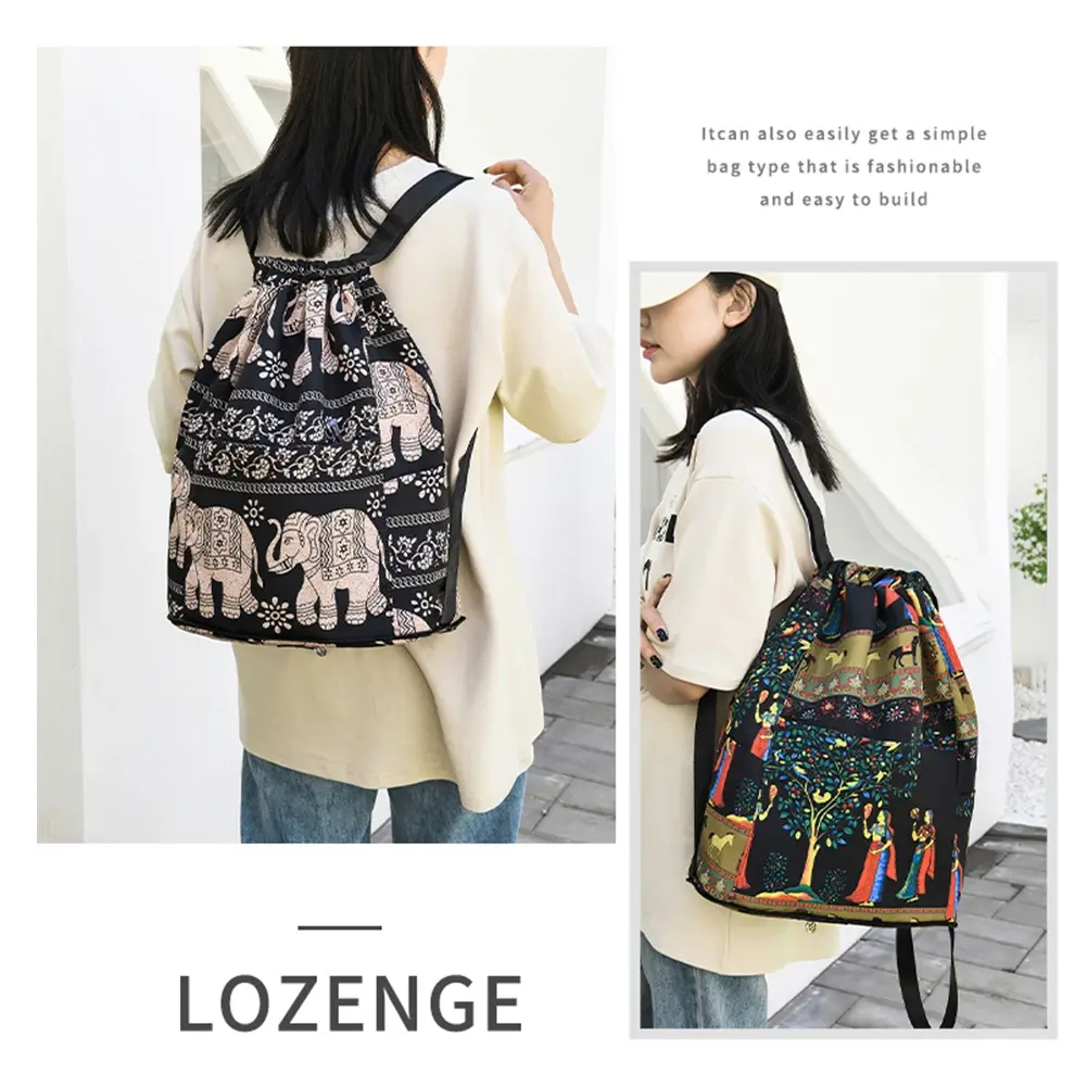 Drawstring Casual Backpack Foldable Unisex Sports Knapsack Dry-wet Separation Multifunctional with Zipper Handle for Laptop Book