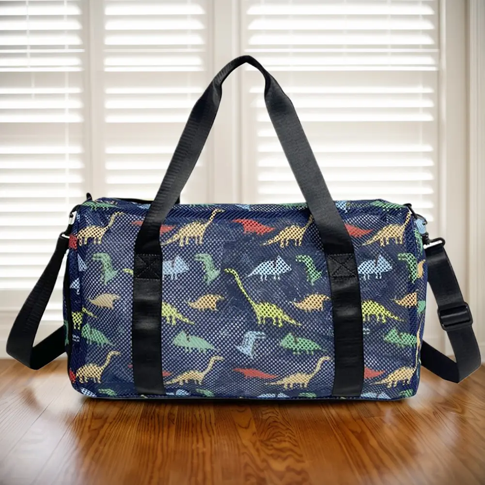 Mesh Travel Duffle Bag Carry On Sport Bag with Shoe Compartment Fitness Messenger Bag Dry Wet Separation for Outdoor Travel