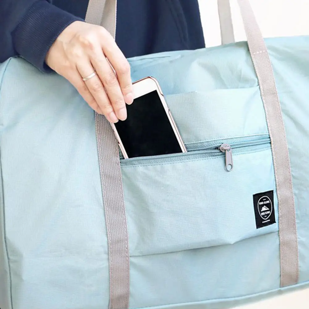 Nylon Shopping Pouch Waterproof Foldable Larger Finishing Bag Large-capacity Lightweight Solid Color for Women Men for Traveling