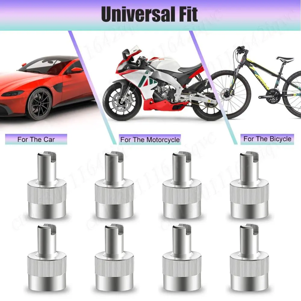 8Pcs Slotted Head Valve Stem Caps Leak-proof Wheel Tire Valve Lid Cover Copper Tire Valve Stem Cap for Car Motorcycle