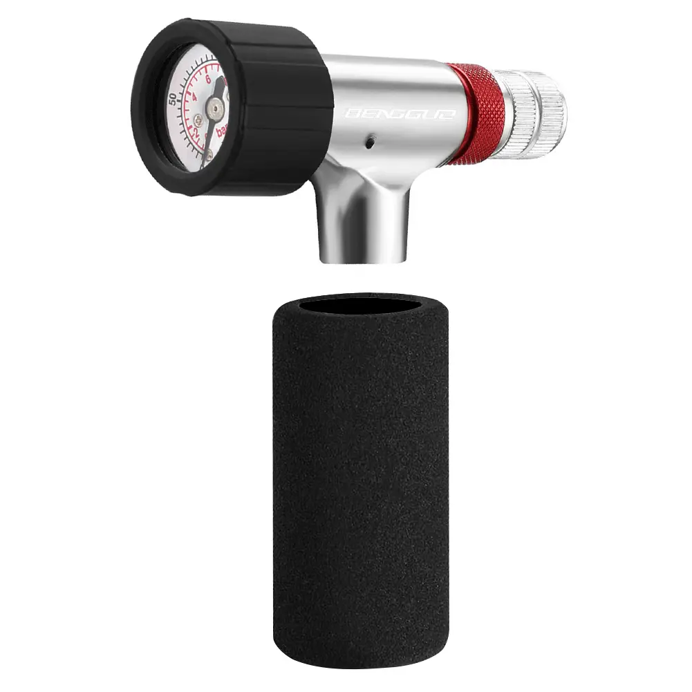 CO2 Bicycle Pump with Sponge Cover Air CO2 Inflator Schrader & Presta Valve Portable Tire Inflator Cycling Accessories
