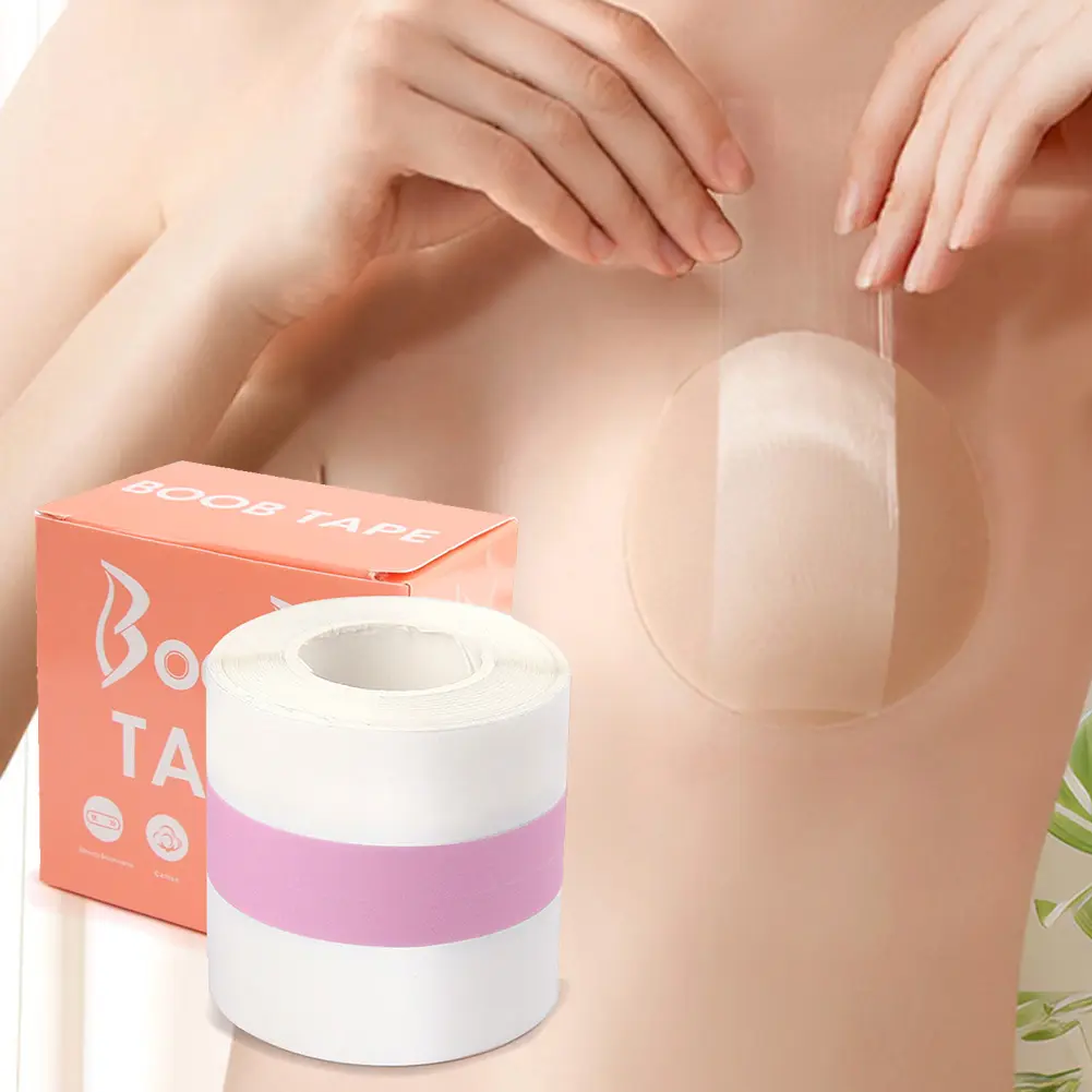 Boob Tape Adhesive Invisible Bra with 10 Nipple Covers Breast Lifting Tape Anti-Sweat Strapless Pad Sticker for Breast Lift