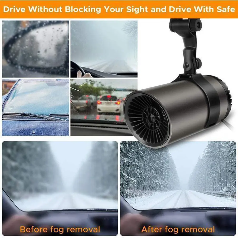 12V Car Heater Fan Cars Window Windshield Defogging Defrosting Auxiliary Heater Electric Fan Heater Portable Fan With Bracket