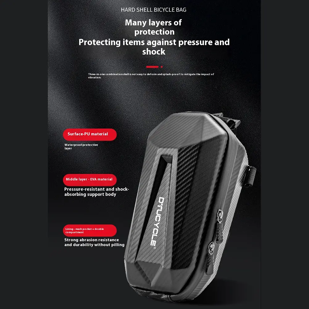 2/4L Bicycle Front Bag Electric Scooter Front Bag Waterproof Handlebar Bag Double Zipper Bicycle Storage Bag Cycling Accessories