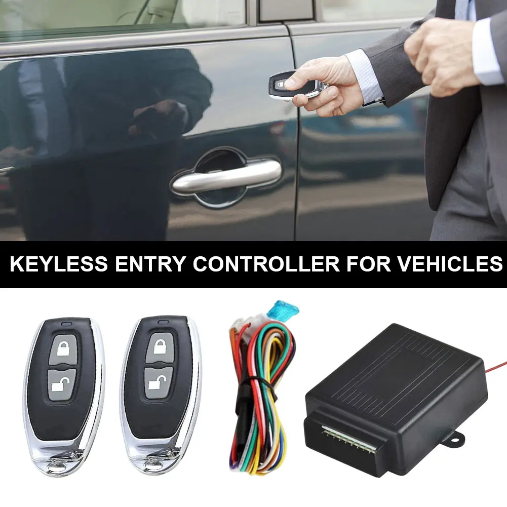 12V Vehicle Keyless Entry System 2 Button Remote Control Car Central Locking System Remote Trunk Release Universal