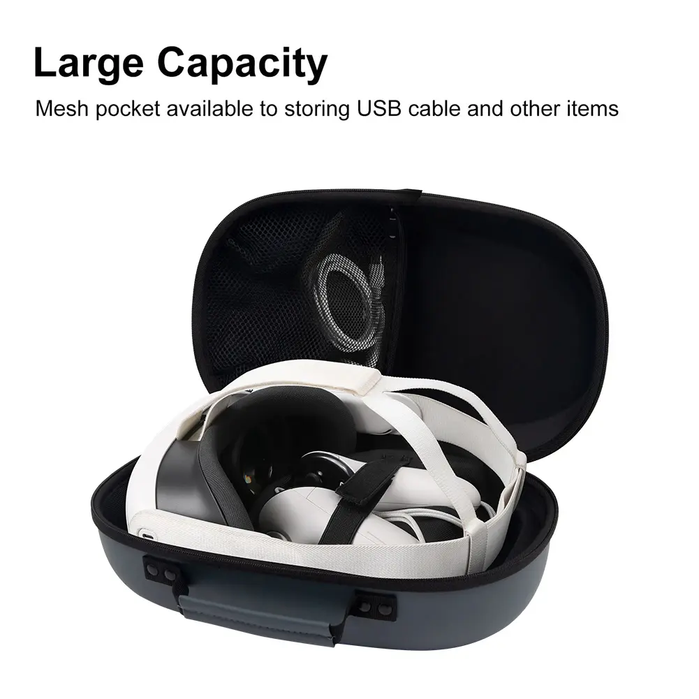 Carrying Case Bag Lens Protective Cover Waterproof Travel Carrying Case with Mesh Pocket for Meta Quest 3 VR Headset Controller