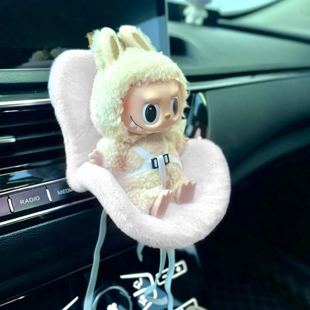 Mini Plush Doll Safety Seat Soft Kawaii Doll Seat Car Ornament Plush Safety Seat Car Air Outlet Decoration for 17cm Dolls