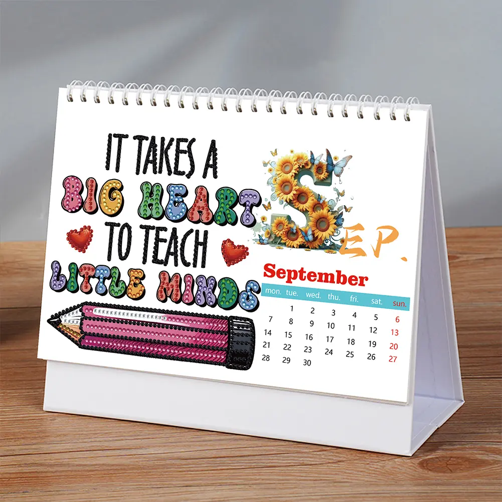 Diamond Painting Paper Calendar Diamond Painting Monthly Calendar Kit DIY Calendar Desktop Ornament for Adults Beginners